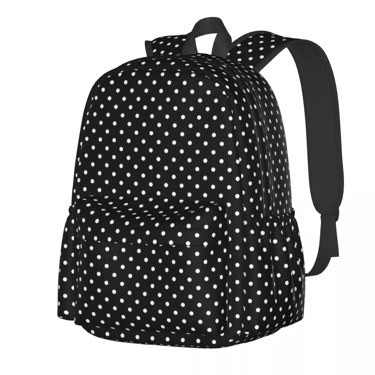 

White Polka Dot Backpack Black and White Female Polyester Workout Backpacks Durable Leisure School Bags Rucksack