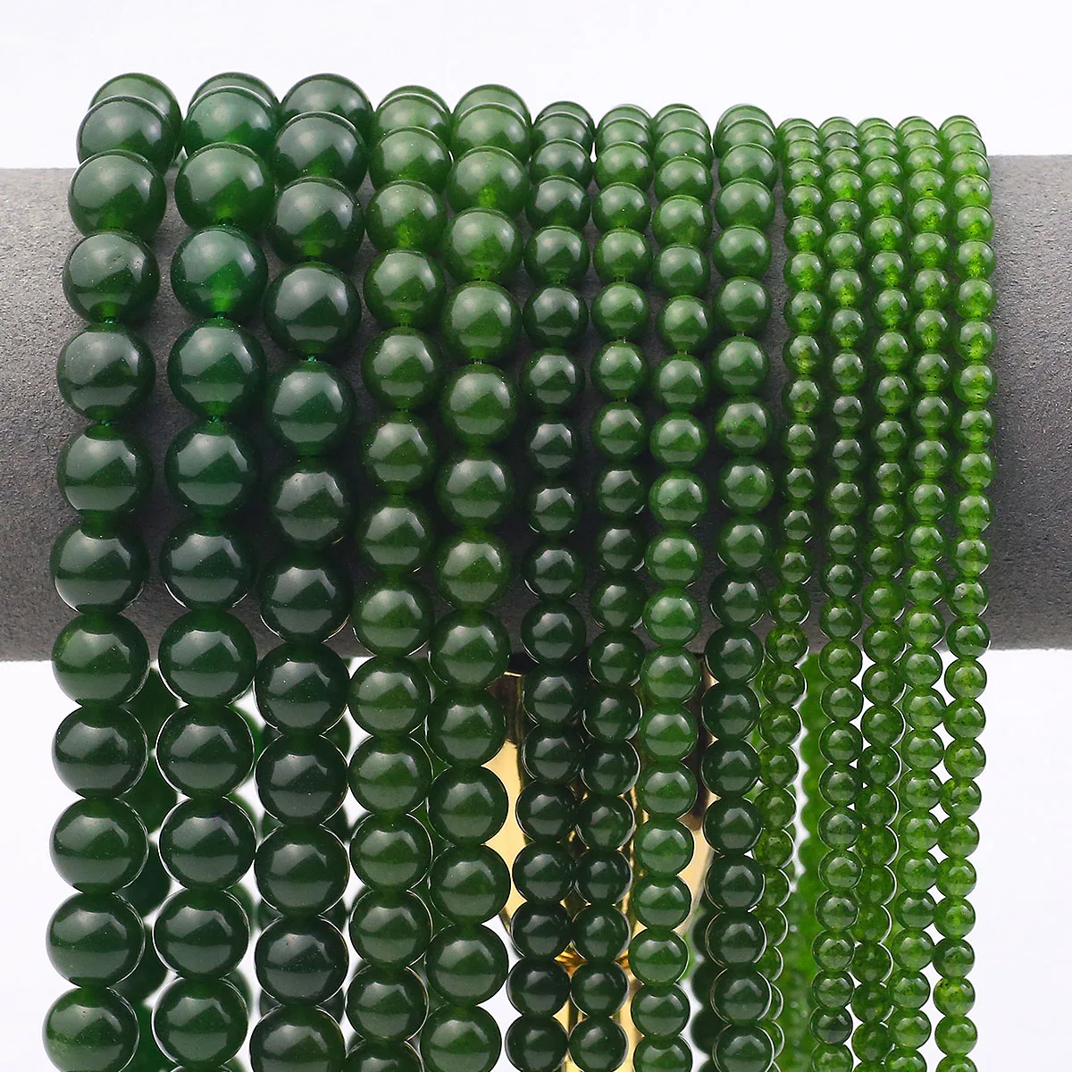 4/6/8/10mm Natural Dark Green Chalcedony Round Spacer Loose Stone Beads For Jewelry Making Bracelets Necklaces DIY Accessories