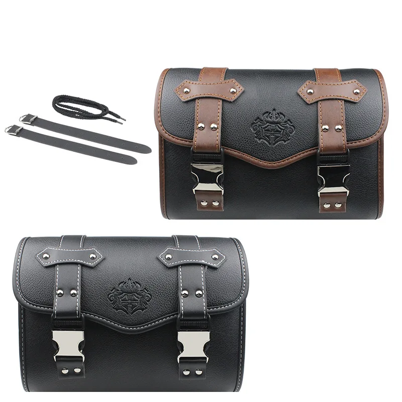 

High Quality Motorcycle Saddlebags Leather Side Case Waterproof Storage Pannier Bag Universal Fit Touring Cruiser Bike Portable