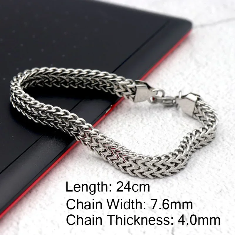 4 Styles Silver Color Smooth Layers Chain Stainless Steel Men's Bracelets For Men Women Punk Hip Hop Party Rock Street Jewelry