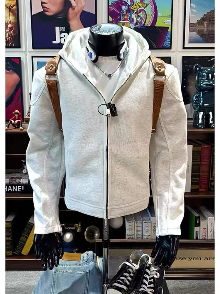 

Мужская однотонная корейская толстовка-кардиган с капюшоном на весну-осень, свободная спортивная толстовка, верхняя одежда