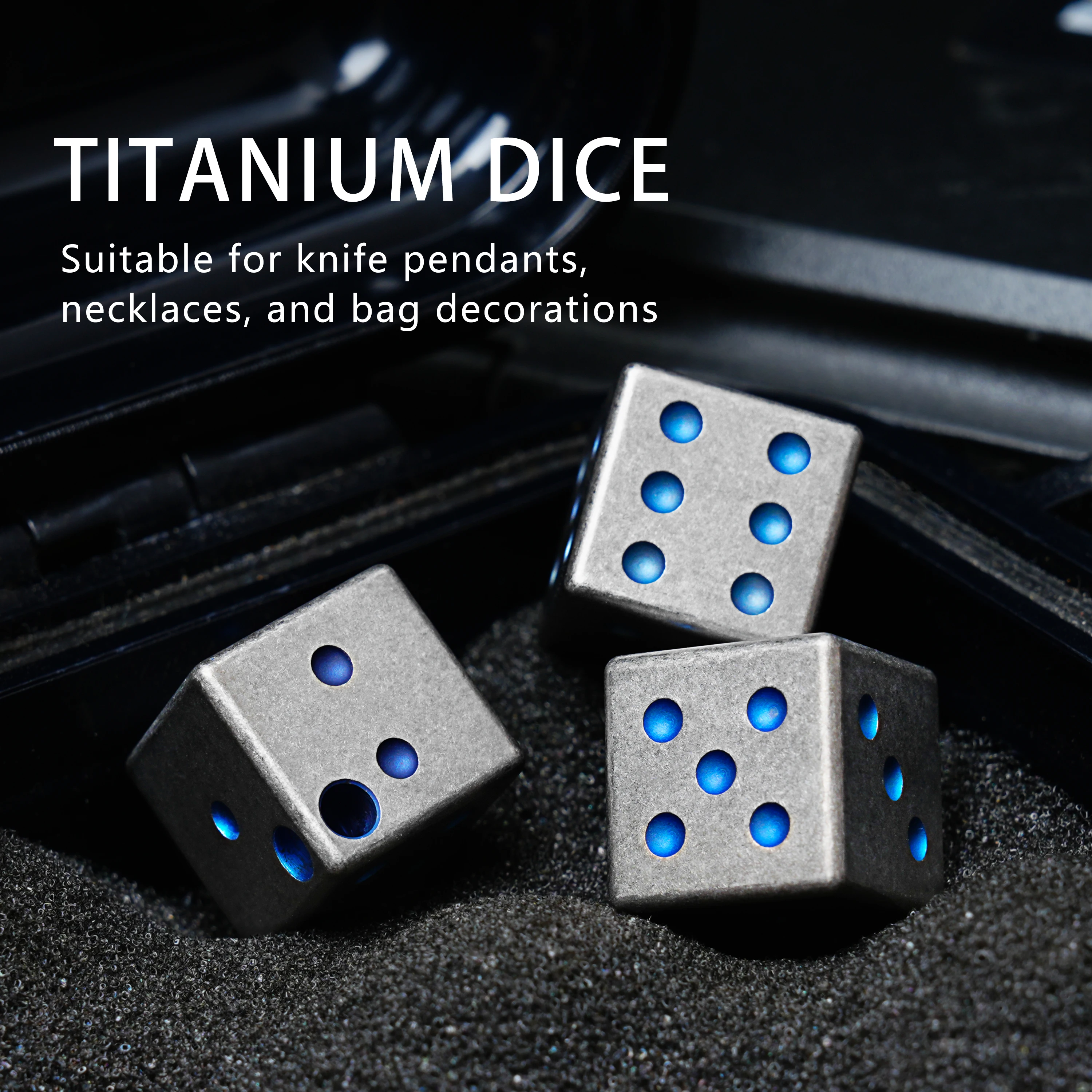 Titanium Alloy 14mm Dice Keychain Pendant Board Game Parts KTV Tabletop Toys Advanced High-quality Gift EDC Tools