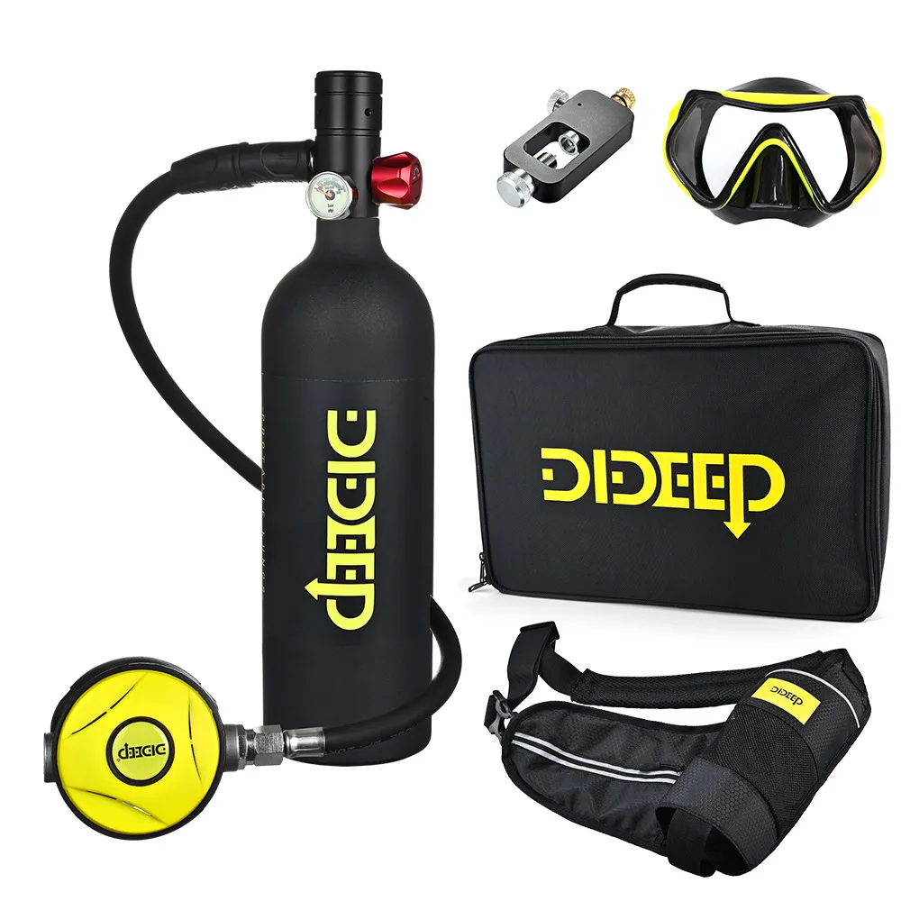 

1L Scuba Diving Tank Equipment Portable Black Oxygen Tank Underwater Breathing Diving Gear Kit Snorkeling Equipment