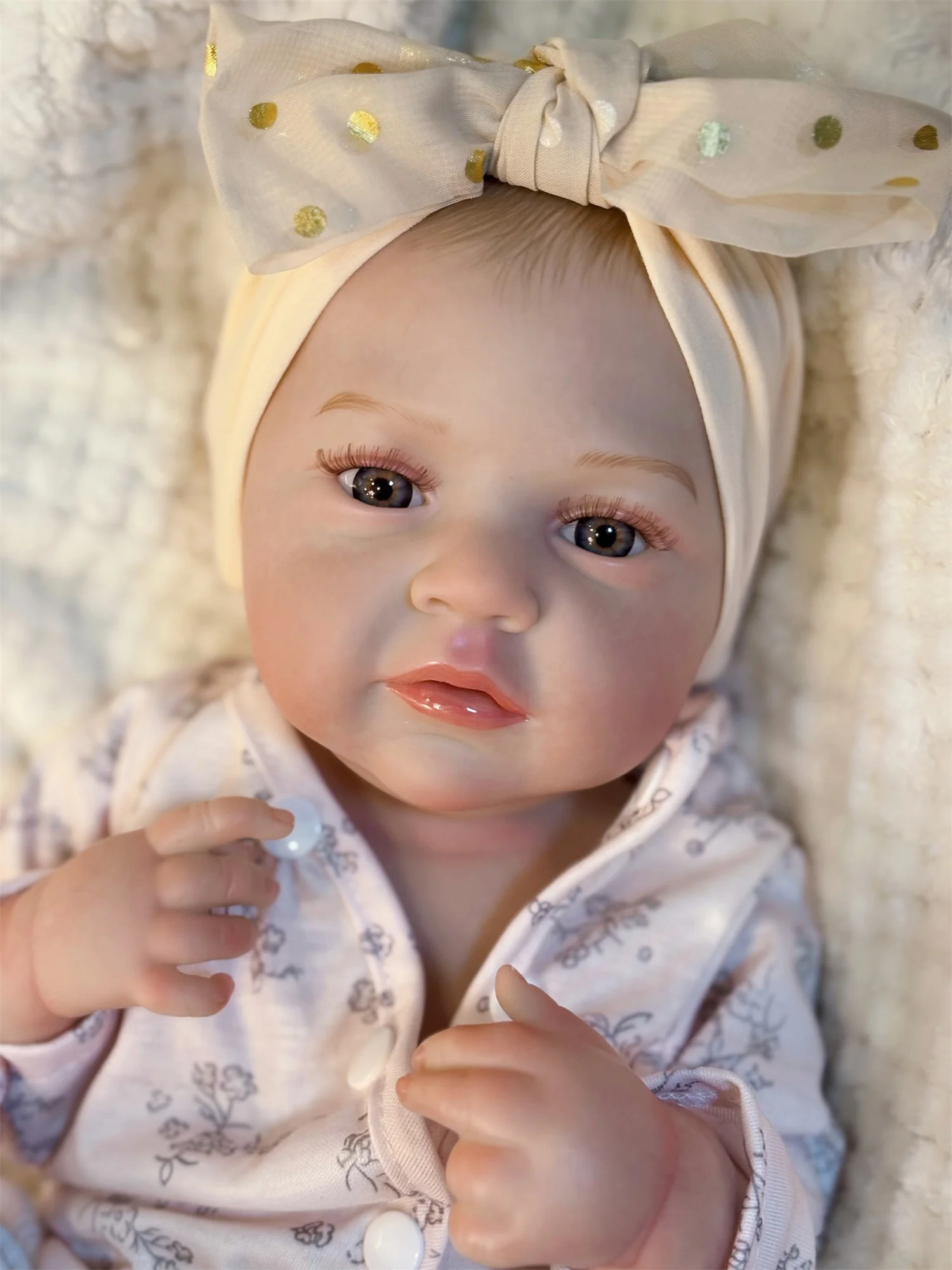 Attyi 45CM Cute Open Eyes Full Body Vinyl Girl Doll With Painted Hair Handmade Waterproof Lifelike Realistic bebe reborn doll