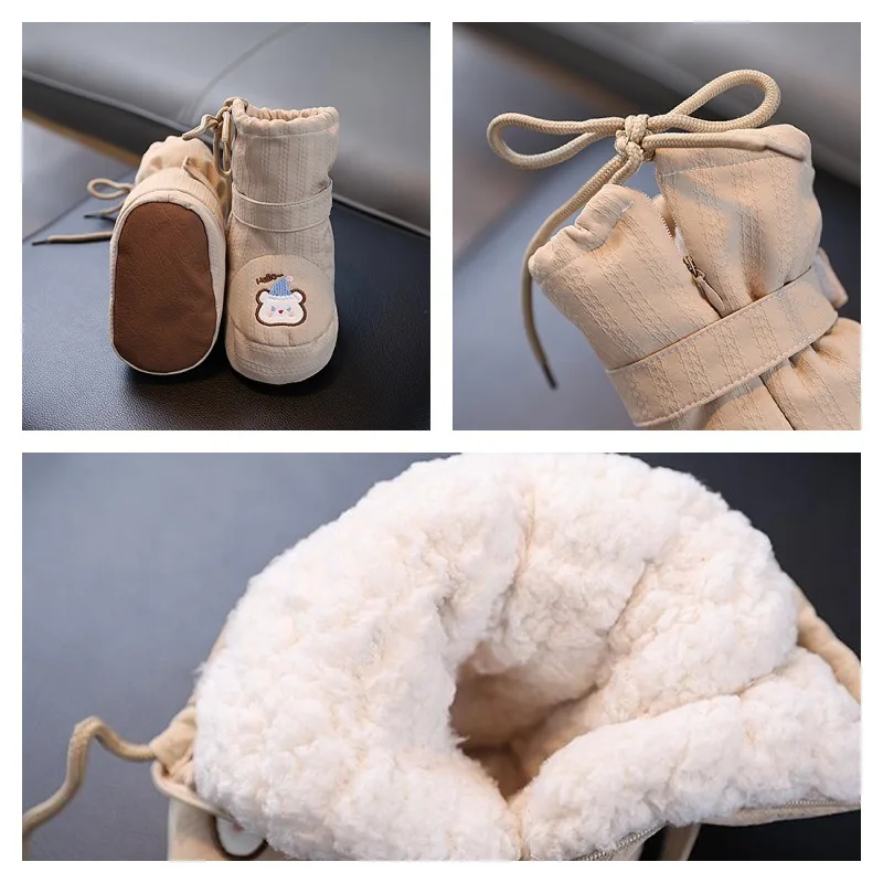 Cartoon Baby Long Booties Foot Cover Autumn Winter Thick Fleece High Top Snow Boots Infant Cotton Footwear