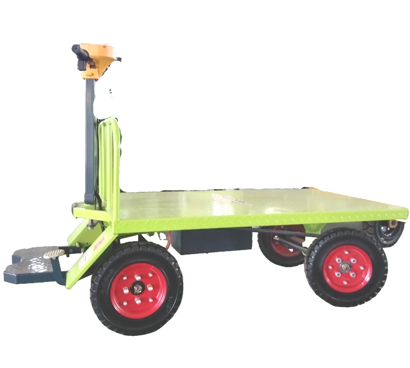 Heavy    4-Wheel Electric Utility Cart with Steel Wire Mesh Garden Wagon Trolley with Removable Sides New Condition