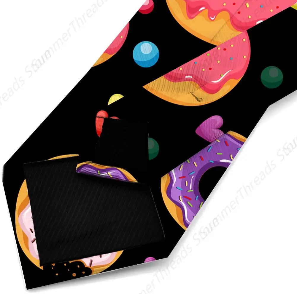 Donut Tie for Men Novelty Necktie Funny Donut Tie Food Neck Ties Great for Wedding Groom Groomsmen Party