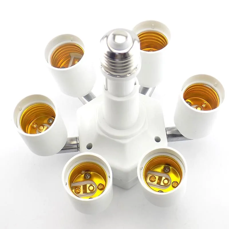 1 E27 to 6 E27 lamp base Splitter 6 in 1 Converter Adjustable Socket Holder Socket for indoor home room led Lamp Bulb grow light