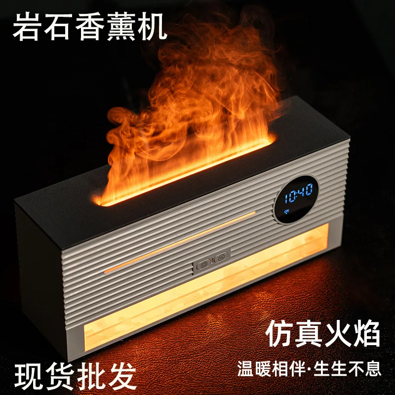 

Rock Aromatherapy Machine Simulation Flame Rock Humidifier USB Plug in Clock Air Humidifier