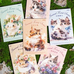 Yoofun 10 Stuks Schattige Dieren Stickers Voor Ambachtelijke Kaart Maken Kwaii Kat Konijnen Sticker Collage Junk Journal Scrapbooking Decor Labels