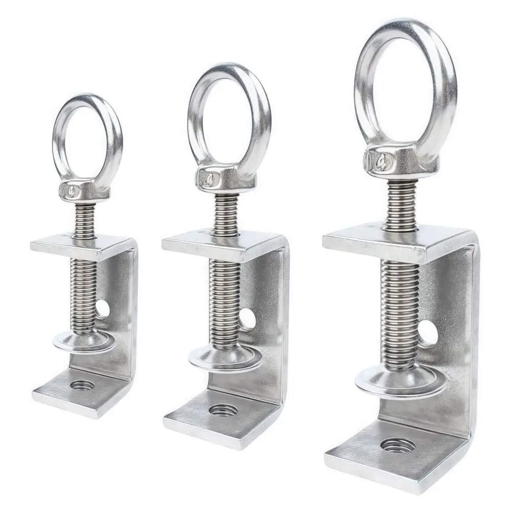1pc 304 Stainless Steel C-clamp Pull Ring Adjustable Square Clamp 20-130mm Opening Sturdy Fixed Holder Clip Hardware Fasteners