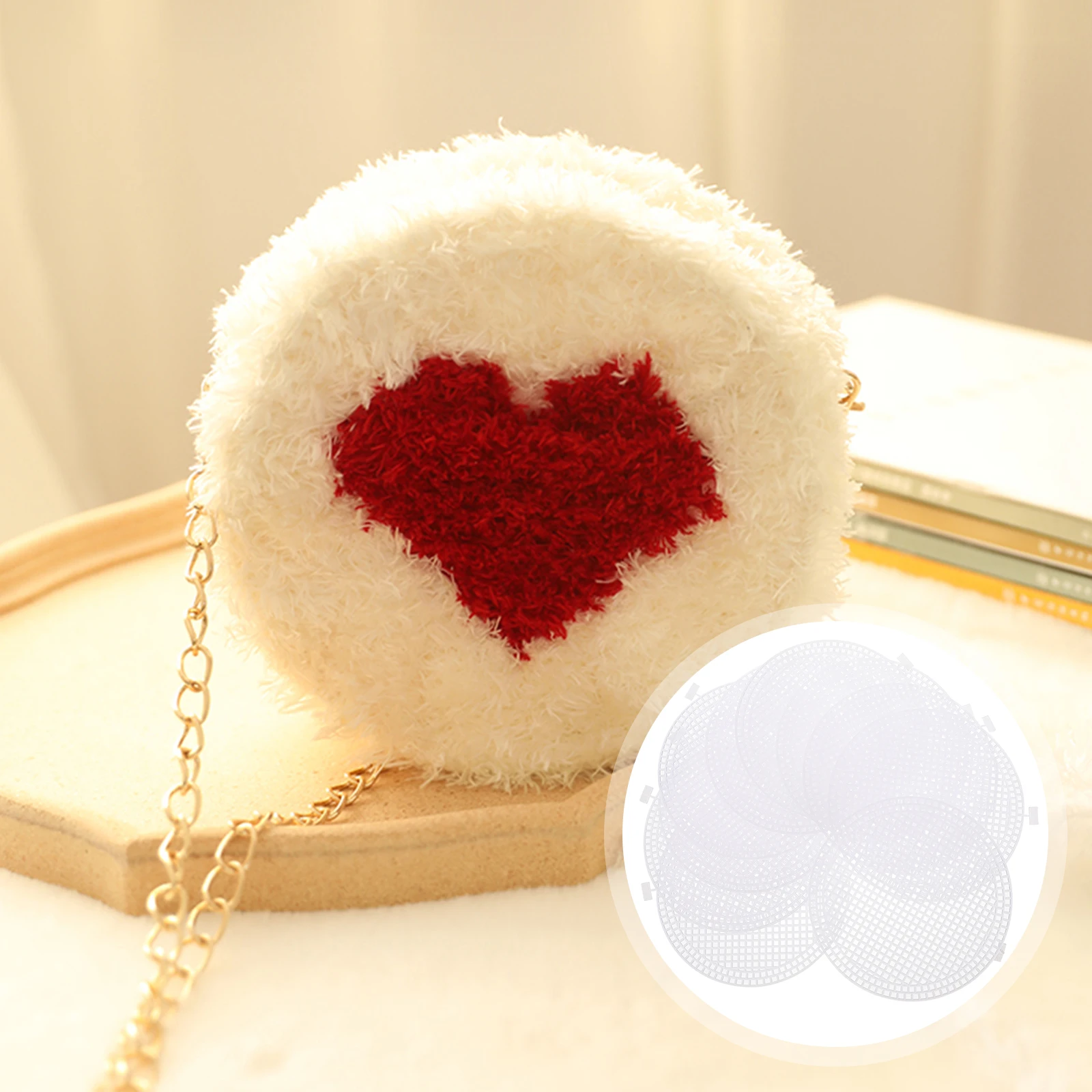 

10Pcs Plastic Mesh Sheets DIY Bag Accessories Sturdy Embroidery Yarn Mesh Sheet DIY Bag Accessories Round Sheets