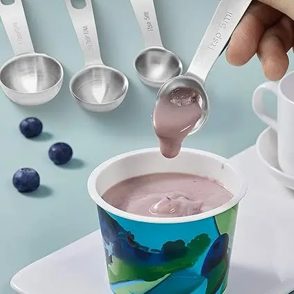 2 Stück 1/3 Esslöffel (1/3 Tbit/s |   1 Tsp |   5ml |   5 cm) Edelstahl-Messlöffel, 1 Teelöffel, einzelner Messlöffel aus Metall