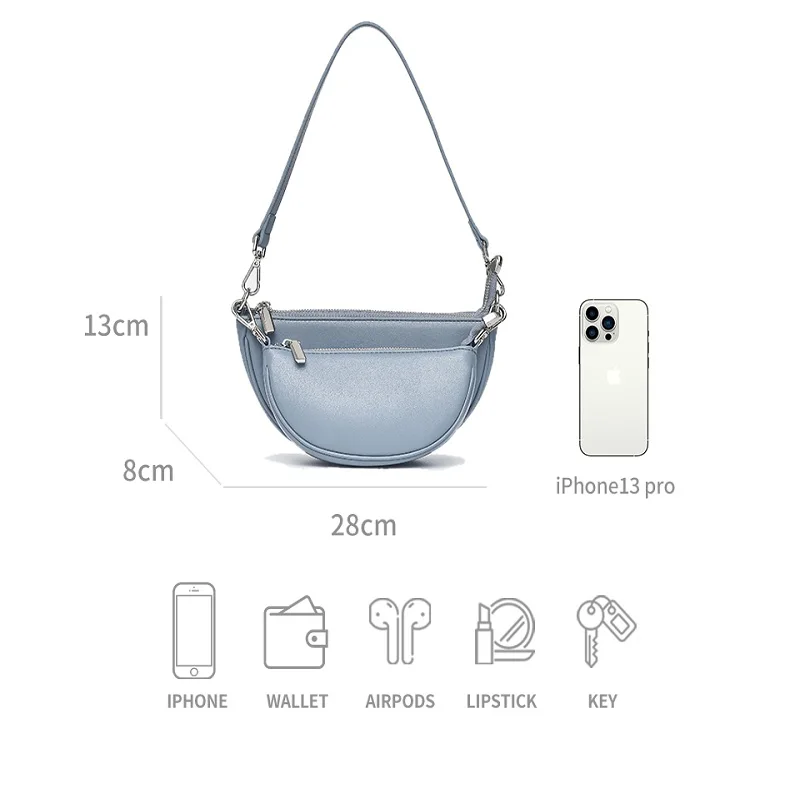 BeauToday Shoulder Handbags Women Split Leather Retro Semi-circle Saddle Bags Ladies All-match Crossbody Purse Handmade 61012