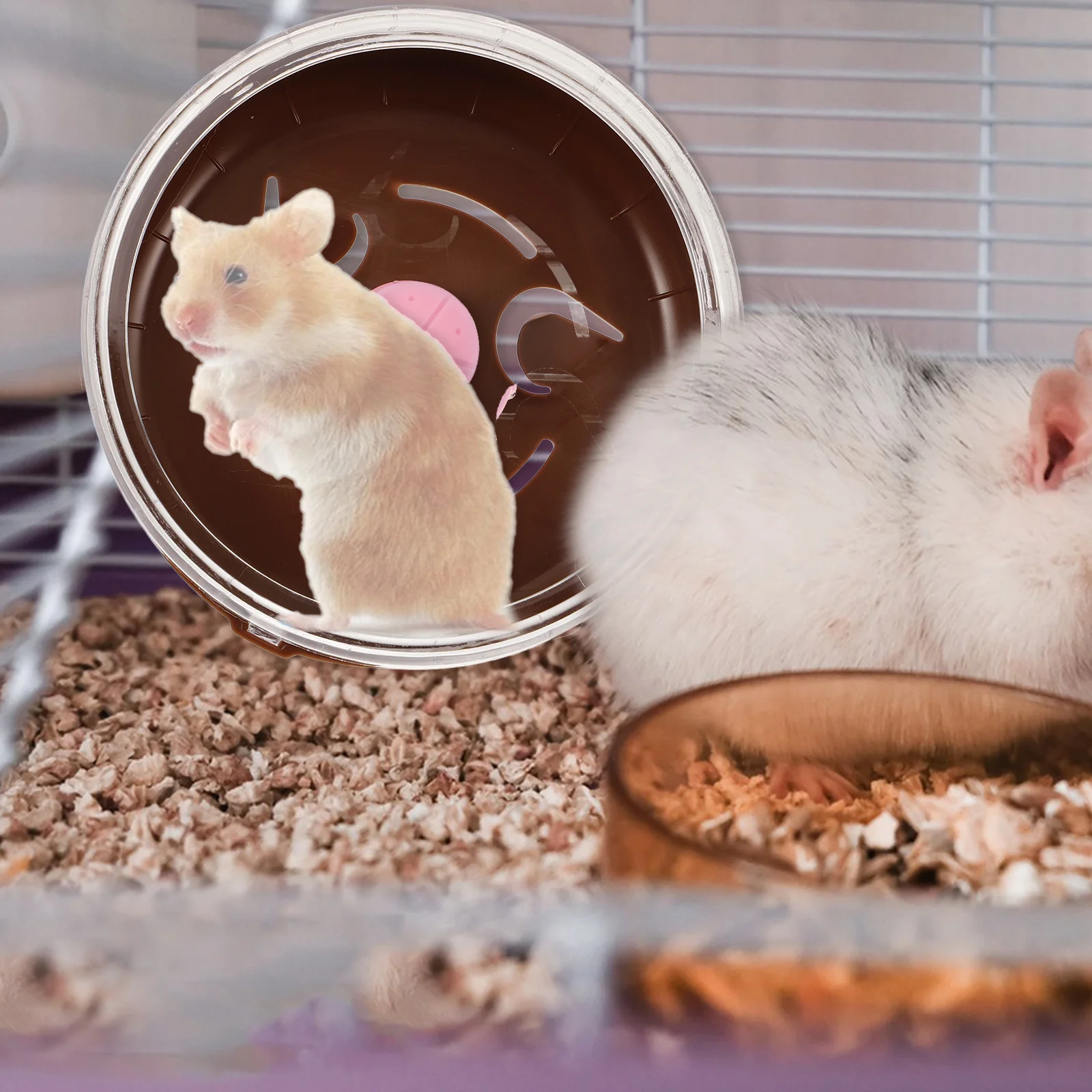 

1 set 1 Set Running Wheel Food Bowl Water Bottle For Hamster Gerbils Mice Small Pets Multifunctional Abs Pet Cage Supplies Small