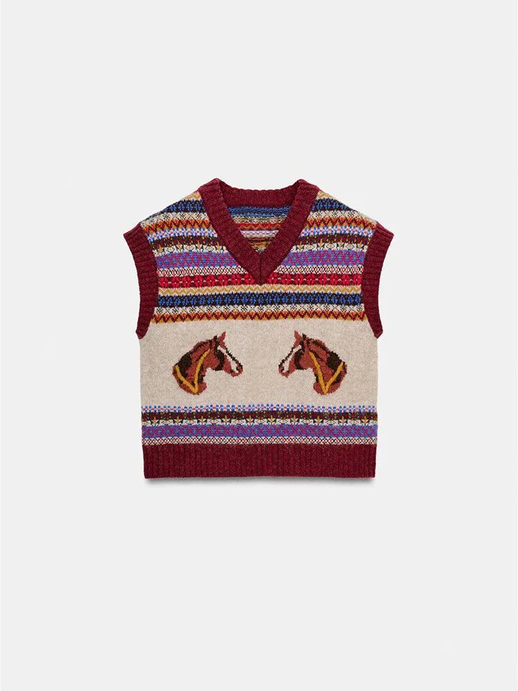 

Spring 2026 Women's Faionable Sweet Knitted Vest Comfortable Casual New Arrival Versatile Breathable Floral Patterned Top