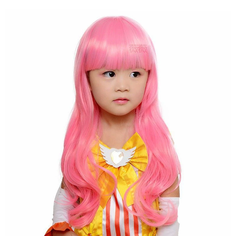 Long Wig Cover for Girls Wigs for Children 4-10Years Anime Hair Accessories Party Headgear Performances Headdress Kids Headwear