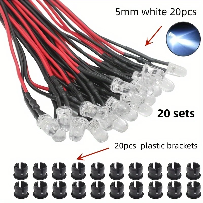20 stks/50 stks 5 MM LED 9 V-12 V Pre-wired Micro LED LED voor Model Combinatie DIY Wit, rood, blauw, groen, geel Kit