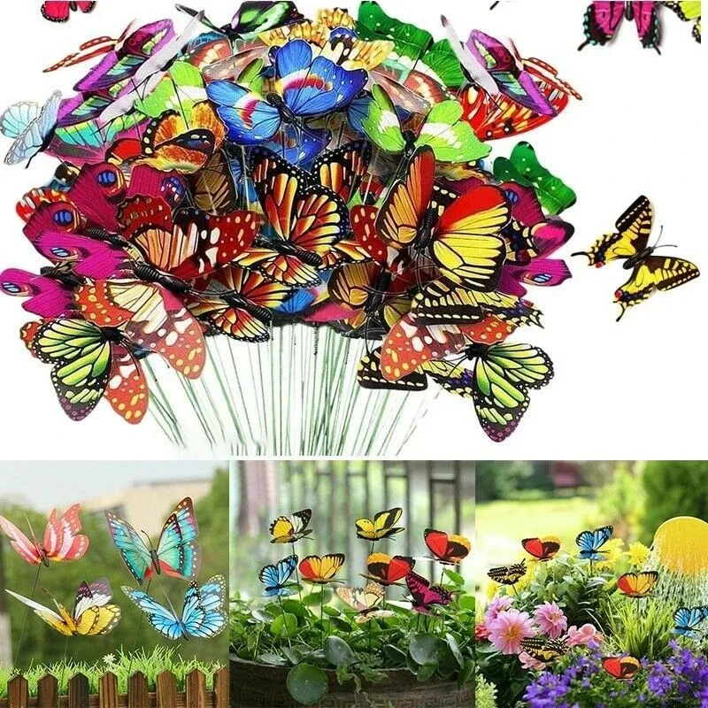 5-25Pcs/Set 3D Simulation Butterflies Garden Yard Planter Colorful Butterfly Stakes Decoracion Outdoor Decor Flower Pots Decor