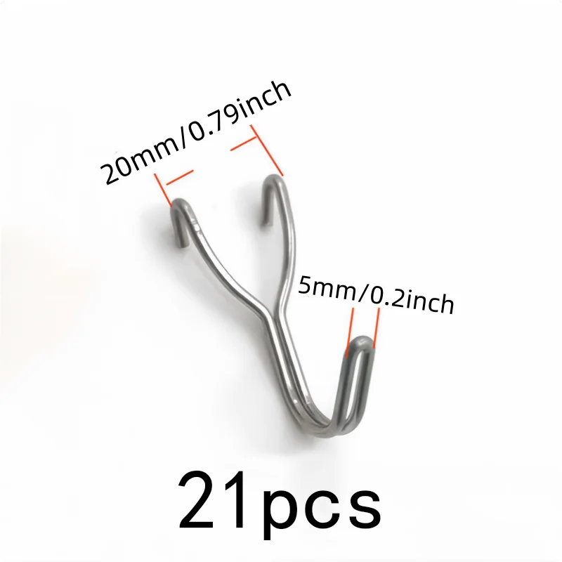 Rust Resistant Polished 20mm Stainless Steel Peg Hooks, 21 pcs, Kitchen Utensil Hanging, Multipurpose