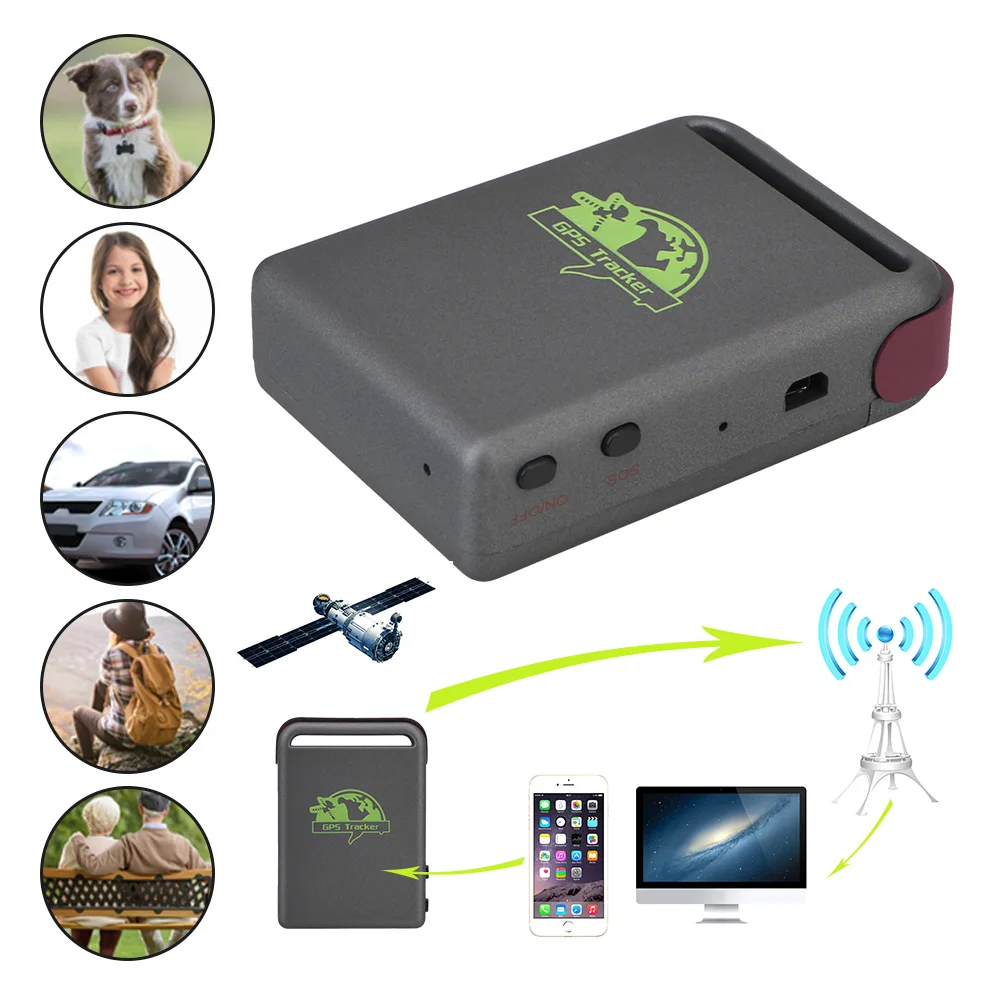 Car Vehicle Tracking Locator Device Car Accessories Over Speed Alarm TK102B GSM GPRS GPS Tracker Mini Remote Control