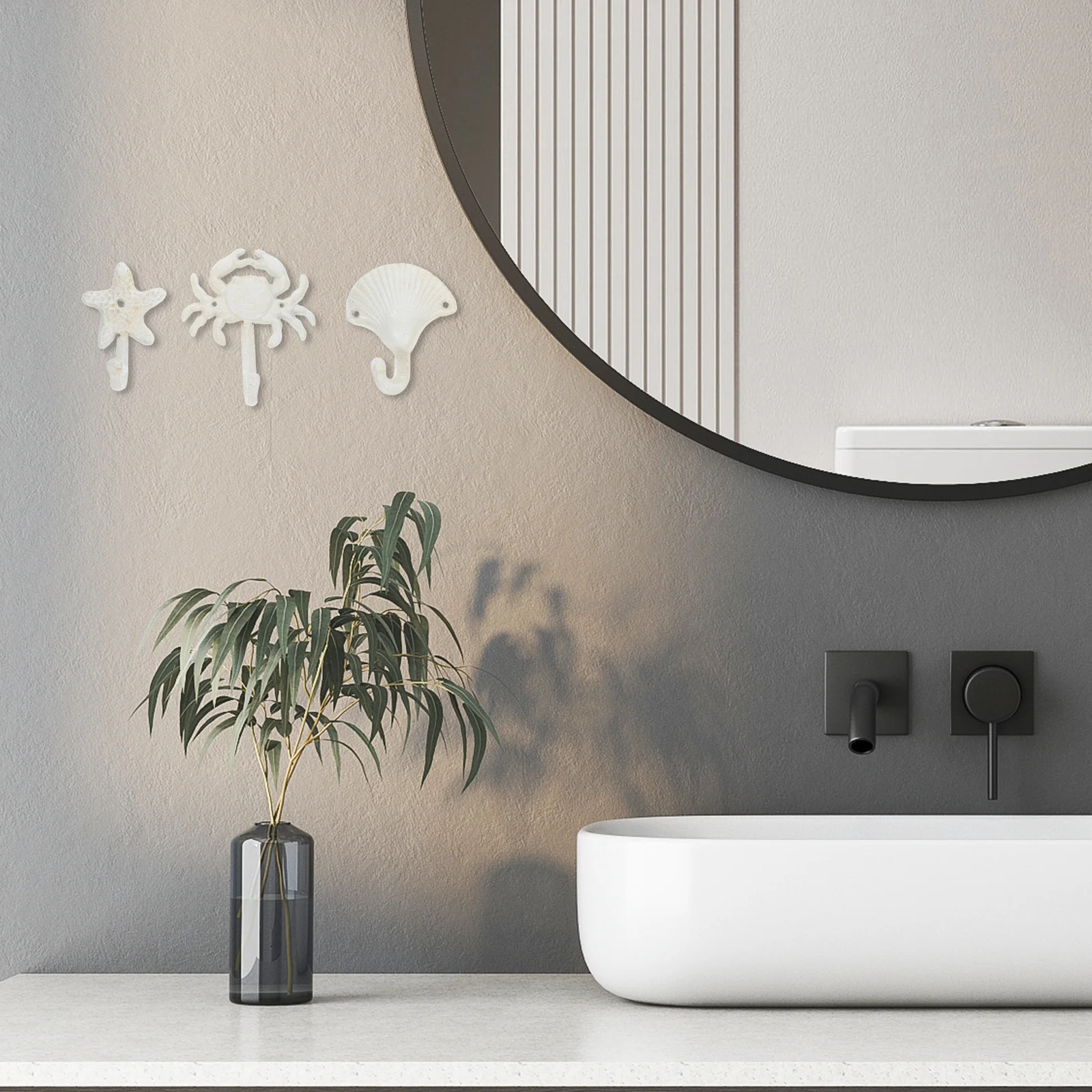 

3Pcs Beach Themed Cast Iron Wall Hooks Vintage Animal Hooks for Towels Robes Keys Home Decoration Animal Hook Hook