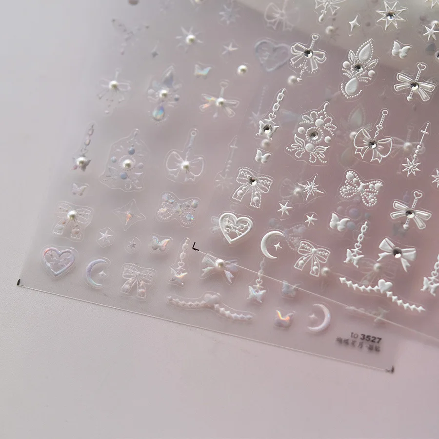 สติกเกอร์ติดเล็บติด5D 1แพ็คสติกเกอร์ติดเล็บติดเพชรคริสตัลสุดหรูคุณภาพสูงสติกเกอร์ตกแต่งเล็บย้อนยุคผีเสื้อดาวดวงจันทร์