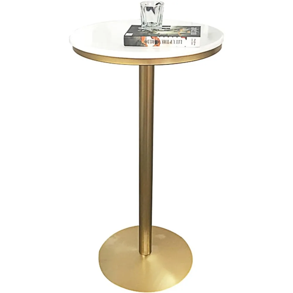 

Table Bar Height Cocktail Table,with Faux Marble Dining Room Table and Metal Base-41 inch high,Easy Assemble(White)