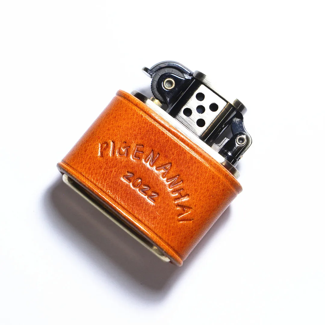 PIGENANHAI Handmade Kerosene Lighter Leather Cover with Cowhide