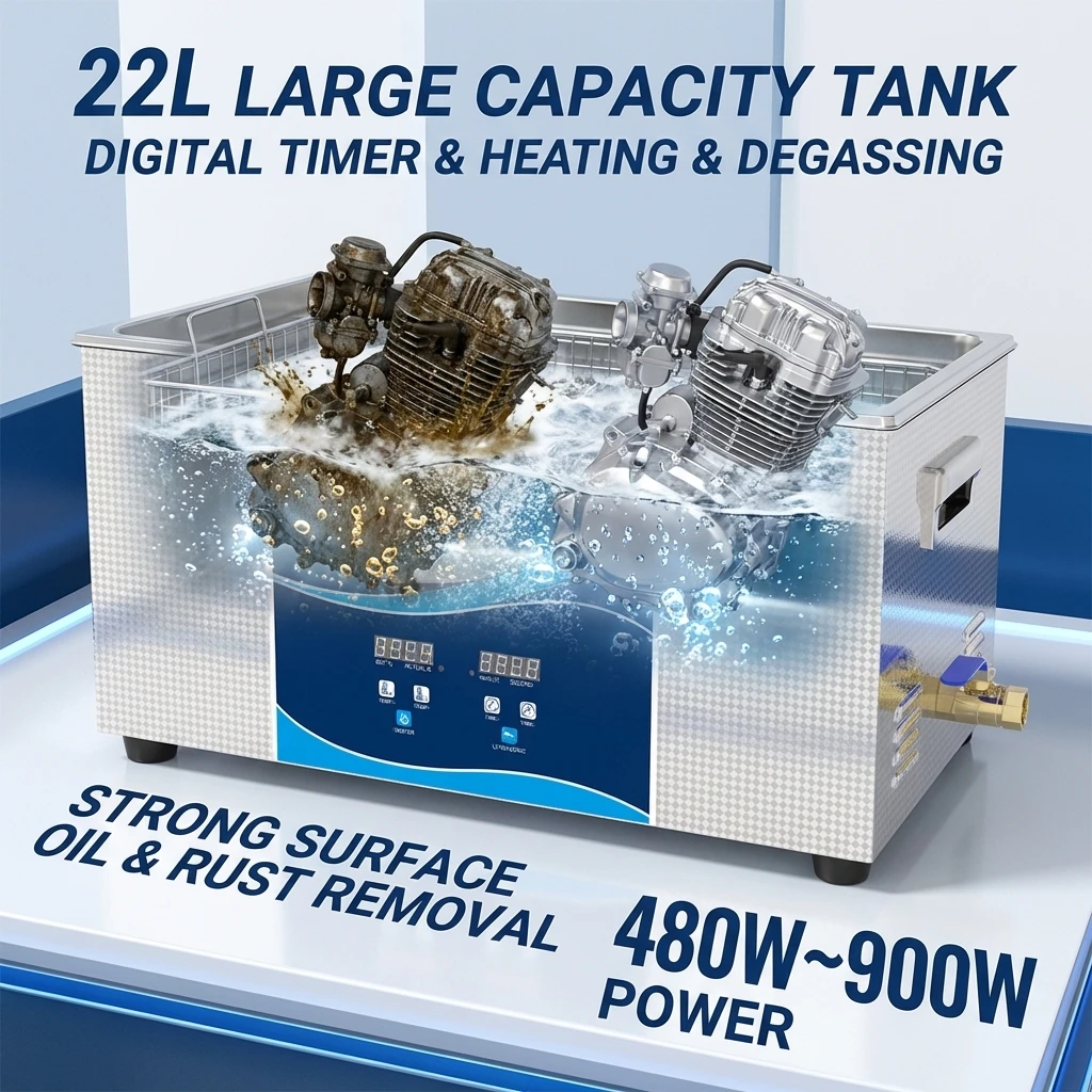 

Ультразвуковая ванна 900 Вт, 22 л, для лабораторий: очистка и обезжиривание поверхностей