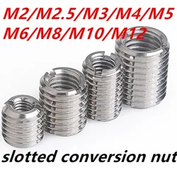 M2-M12stainless steel304 inside outside thread slotted Adapter screw wire thread insert sleeve conversion nut Coupler Convey1244