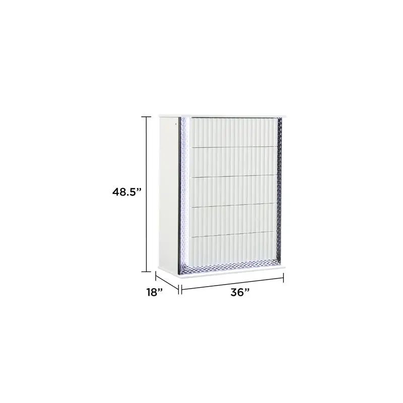 طقم غرفة نوم معاصرة مكون من 5 قطع مع لمسات جانبية على شكل ألماس، وإضاءة LED، ولمسة نهائية من الخشب الأبيض، ومخزون NJ #4