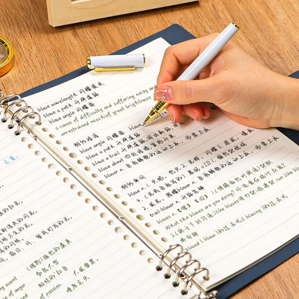 Removable Artificial Leather Loose-leaf Book Transparent Cover PVC Notebook 120 Pages with Button Notepad Student