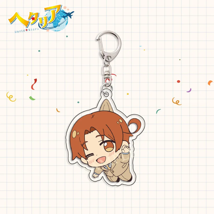 Anime HETALIA Keychain Cartoon UK France Italy Acrylic Pendant Ludwig Feliciano Vargas Arthur Kirkland Francis Bonnefoy