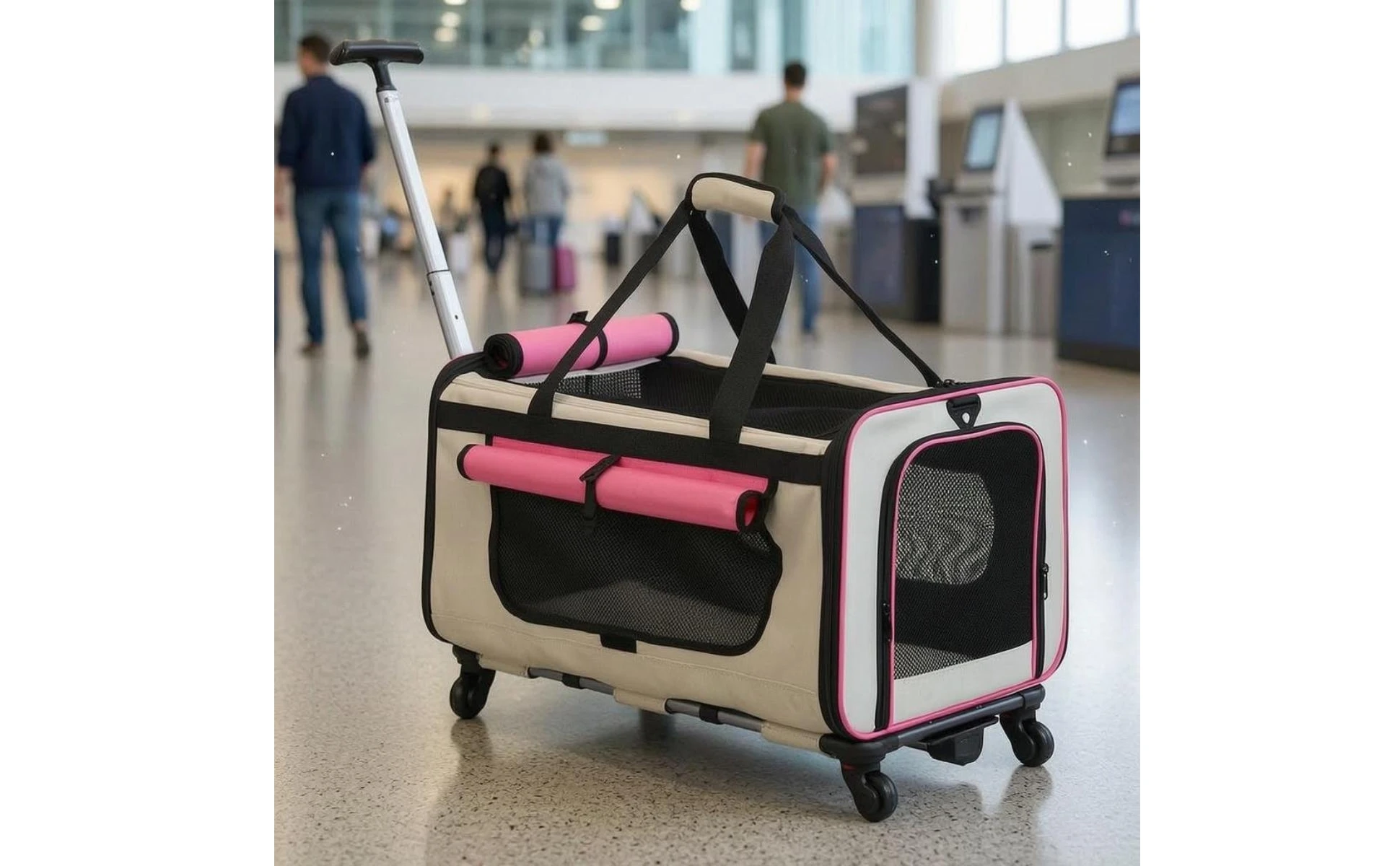 Collapsible Pet Trolley Carrier Zipper Openings Soft-Sided Pet Trolley Telescopic Handle Breathable Collapsible Pet Trolley Carrier Zipper Openings Soft-Sided Pet Trolley Telescopic Handle Breathable