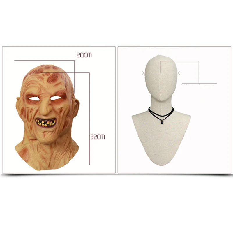 1Pcs Realistic Adult Party Costume Horror Mask Deluxe Freddy Krueger Mask Scary Halloween Carnival Cosplay Zombie Mask