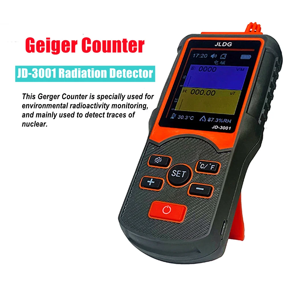 

JD-3001 Radiation Dosimeter Geiger Counter Nuclear Electromagnetic Radiation Detector Meter Temperature And Humidity Measurement