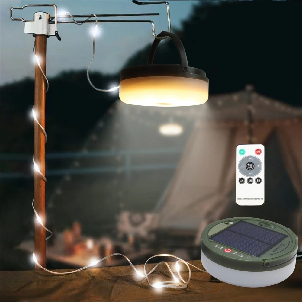 Solar Camping Licht mit Zelt Atmosphäre Lichterketten Notfall Power Bank Wiederaufladbare Außenbeleuchtung Tragbare Zelt Lampe