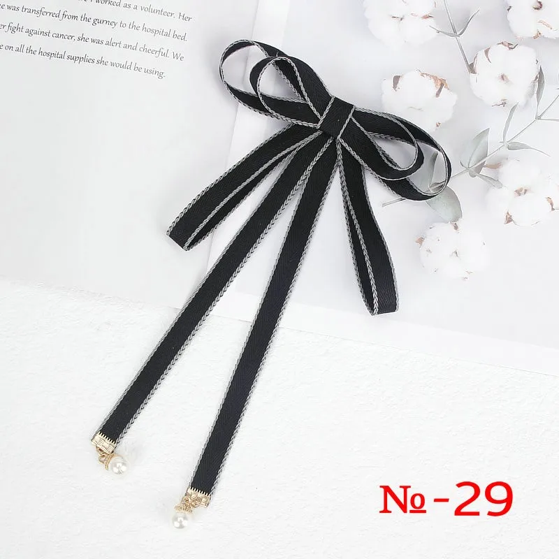 Perle Band Brosche Pin Frauen Fliege Vintage Schule Mädchen Weiß Kragen Schmuck Bowknot Shirts Krawatte Candy Farbe Rot Schmetterling – Detail 29