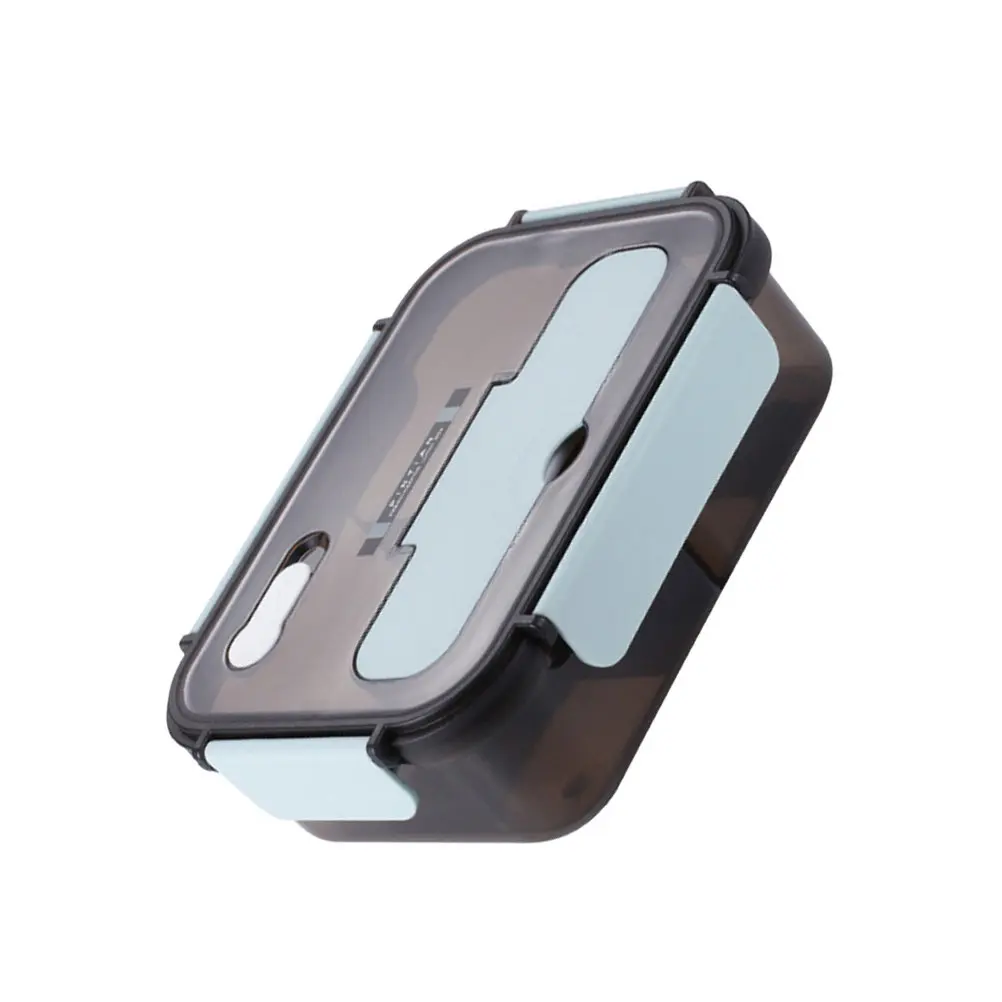 Two-Division Portable Lunch Box 1500Ml Sealed Heat Resistant Microwave Safe Office Food Container with Cutlery Holder Mobile
