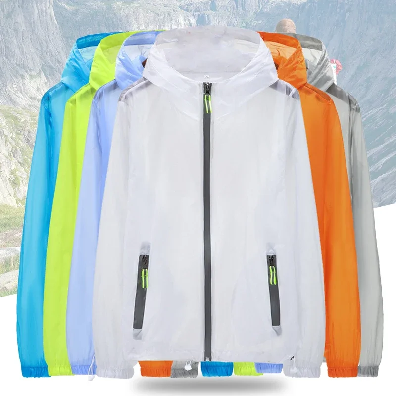 Men Women Teens Anti-UV Camping Jacket Ultrathin Ultralight Clear Reflective Running Cycling Quick Dry Skin Windbreaker S-7XL