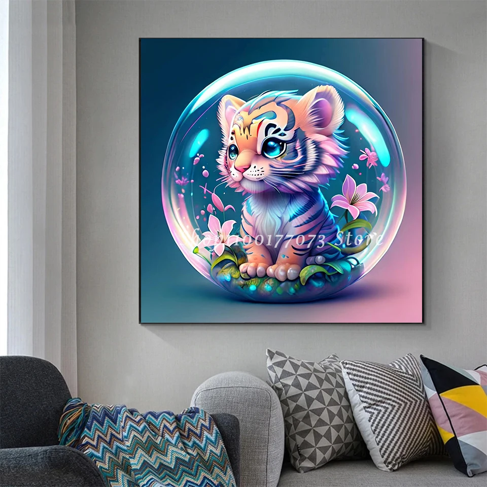 Cartoon Color Bubble Mosaic Painting Diamond Art Cross Stitch Kits 12 Chinese Zodiac Diy Full Embroidery Rabbit Wall Decor D49