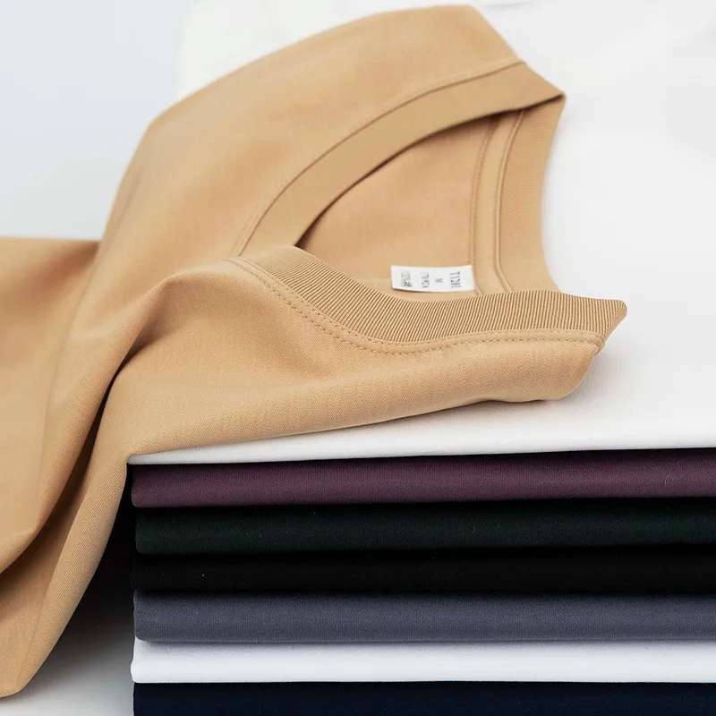 Custom Liquid Ammonia Mercerized Long-Staple Cotton Crew Neck Short Sleeve T-Shirt Men's Solid Casual Top