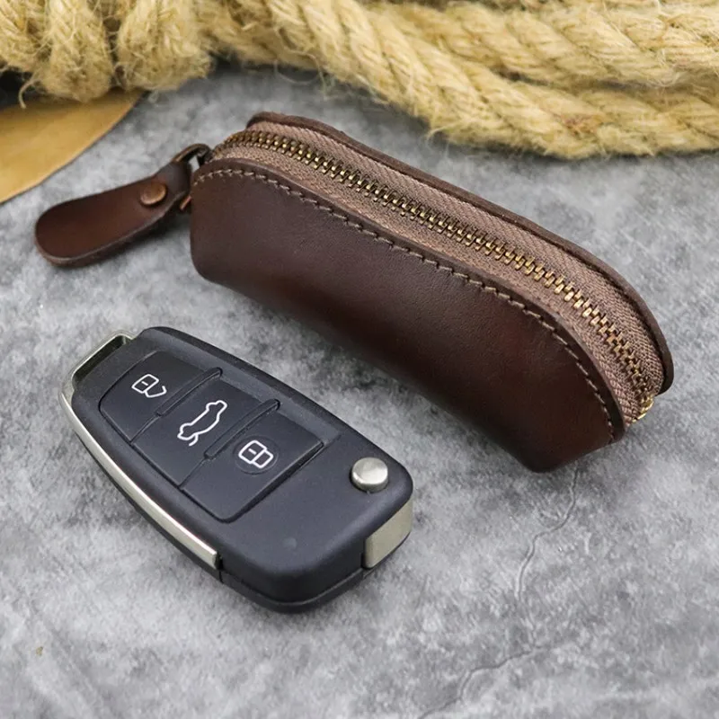 

Genuine Leather Keychain Men Women Key Holder Organizer Pouch Cow Split Car Key Wallet Housekeeper Key Case Mini Card Bag