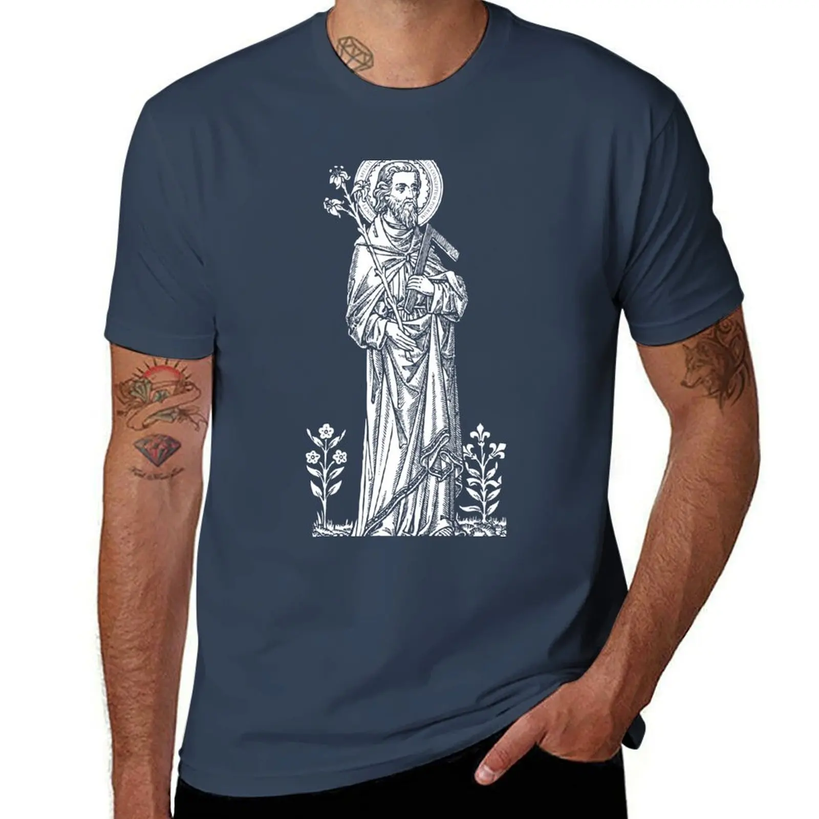 

St. Joseph - blue bkg T-Shirt Summer Fashion Casual Tee Shirt