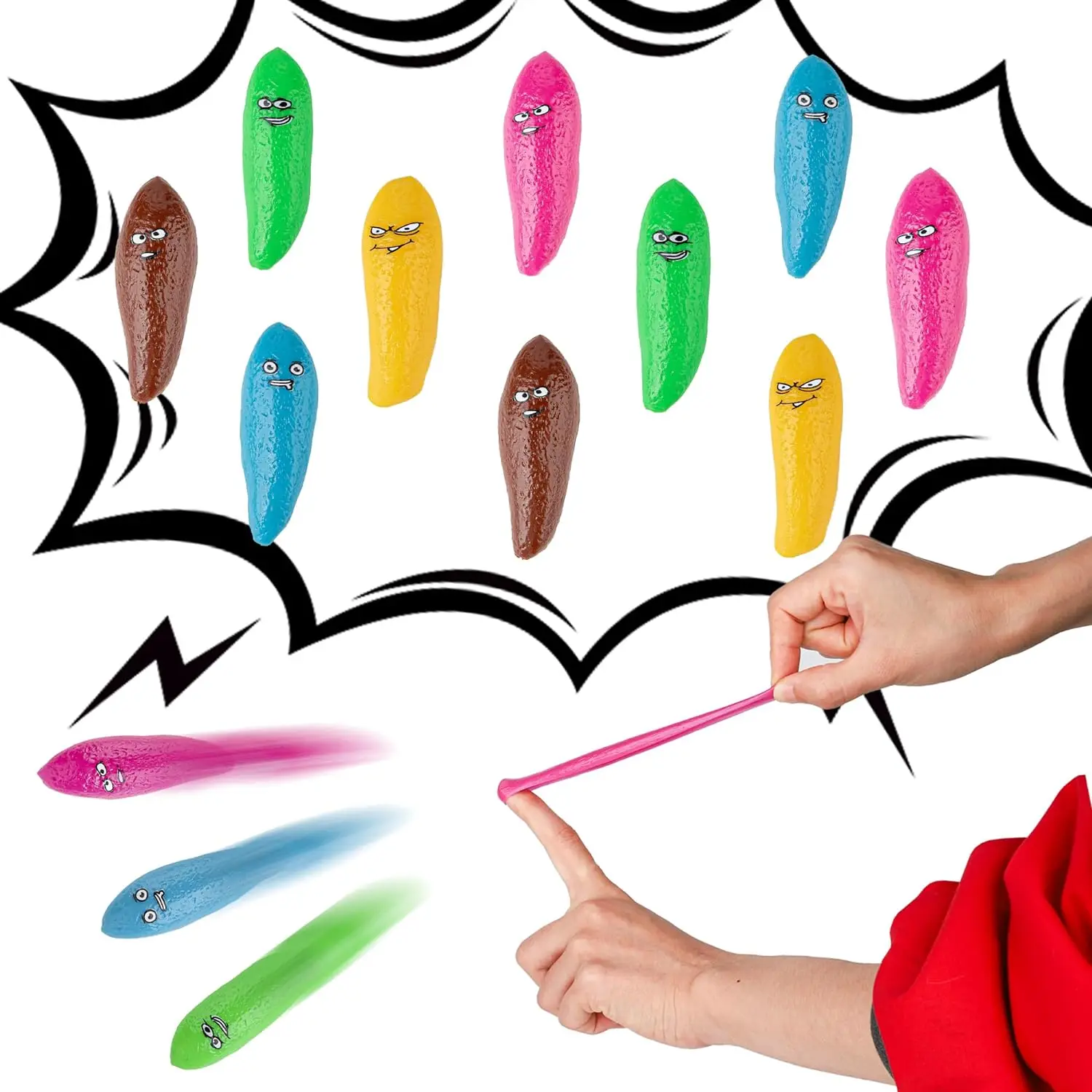 Finger poop fun slingshot soft adhesive wall launch poop pulling creative prank toy color random