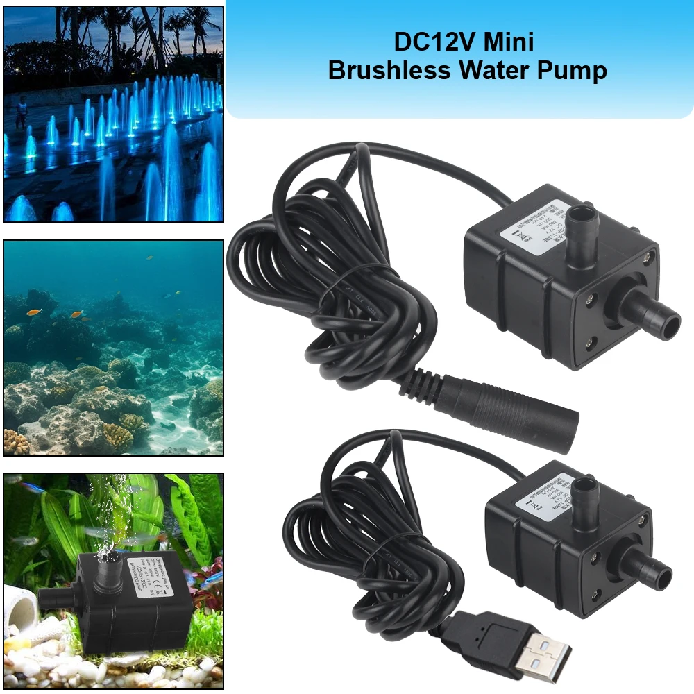 

Бесщеточный мини-погружной насос DC12V/USB 5В, 120 л/ч для садового пруда, аквариума, циркуляции воды