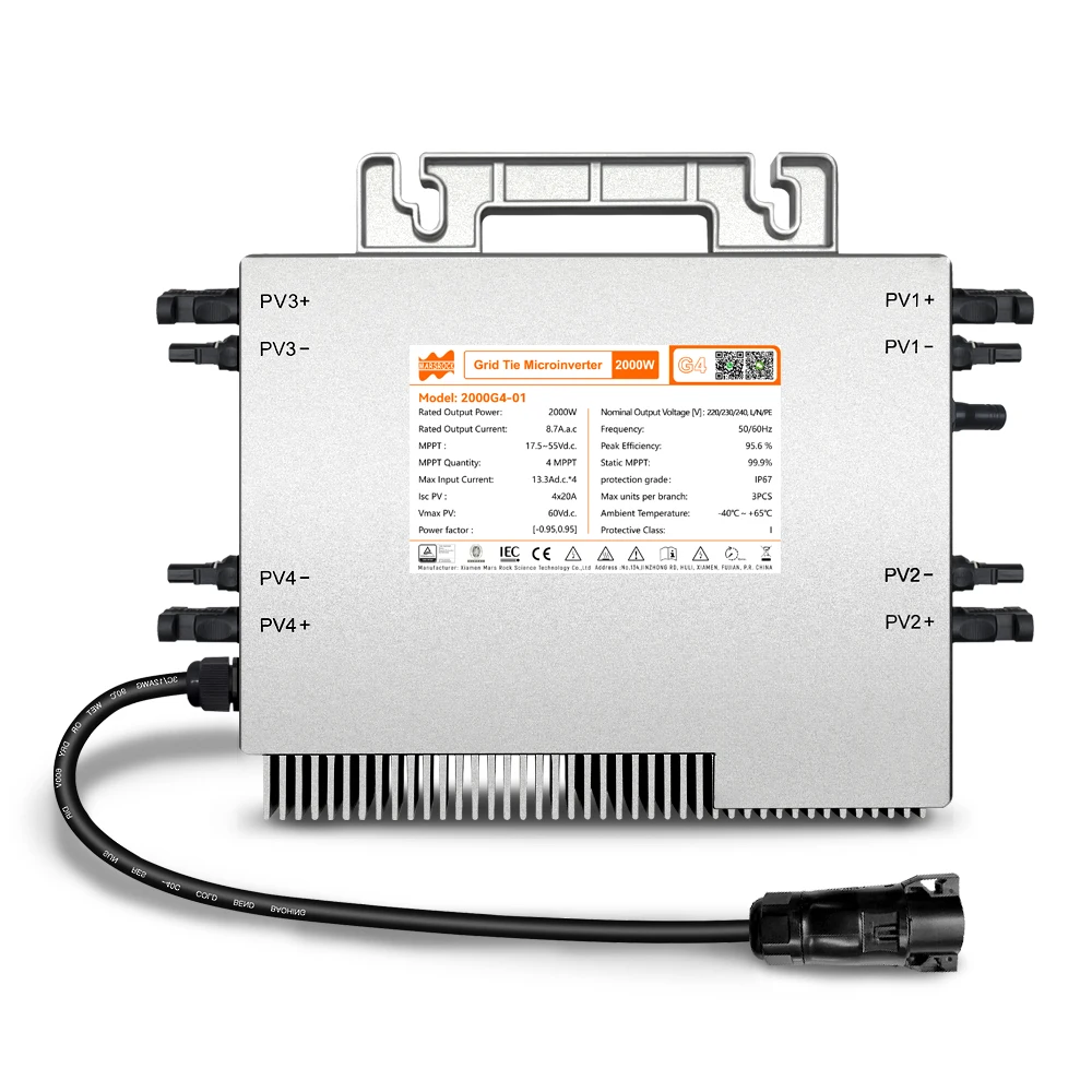 DEYE 2000G4-EU-230 2000W 4 MPPT Solar Micro Inverter Limiter,Built-in WiFI , Max Connect 4PCS 400-600W Efficient Micro Converter