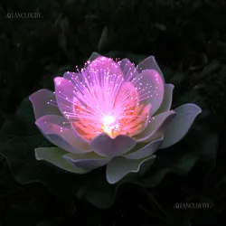 Qiancloudy Christmas Artificial White Lotus Lily Flowers Waterproof Mutil Led Optic Fiber Floating Night 1pcs 5pcs 12pcs D55 New