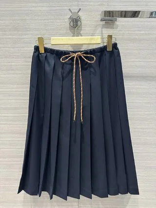 

2024 Women's Clothing Lace-up mid-length pleated skirt Spring Summer New 0504